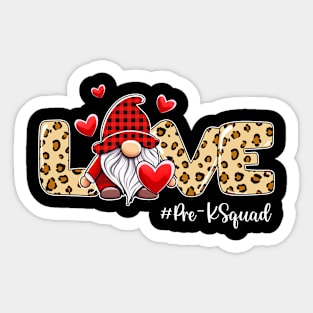 Love Pre-K Squad Gnome Valentine Gnome Teacher Leopard Sticker